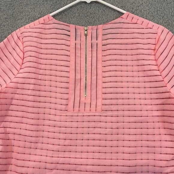 J Crew Shirt Women’s Small Size 4 Pink Shear Short Sleeve Shirt Blouse - Picture 7 of 9